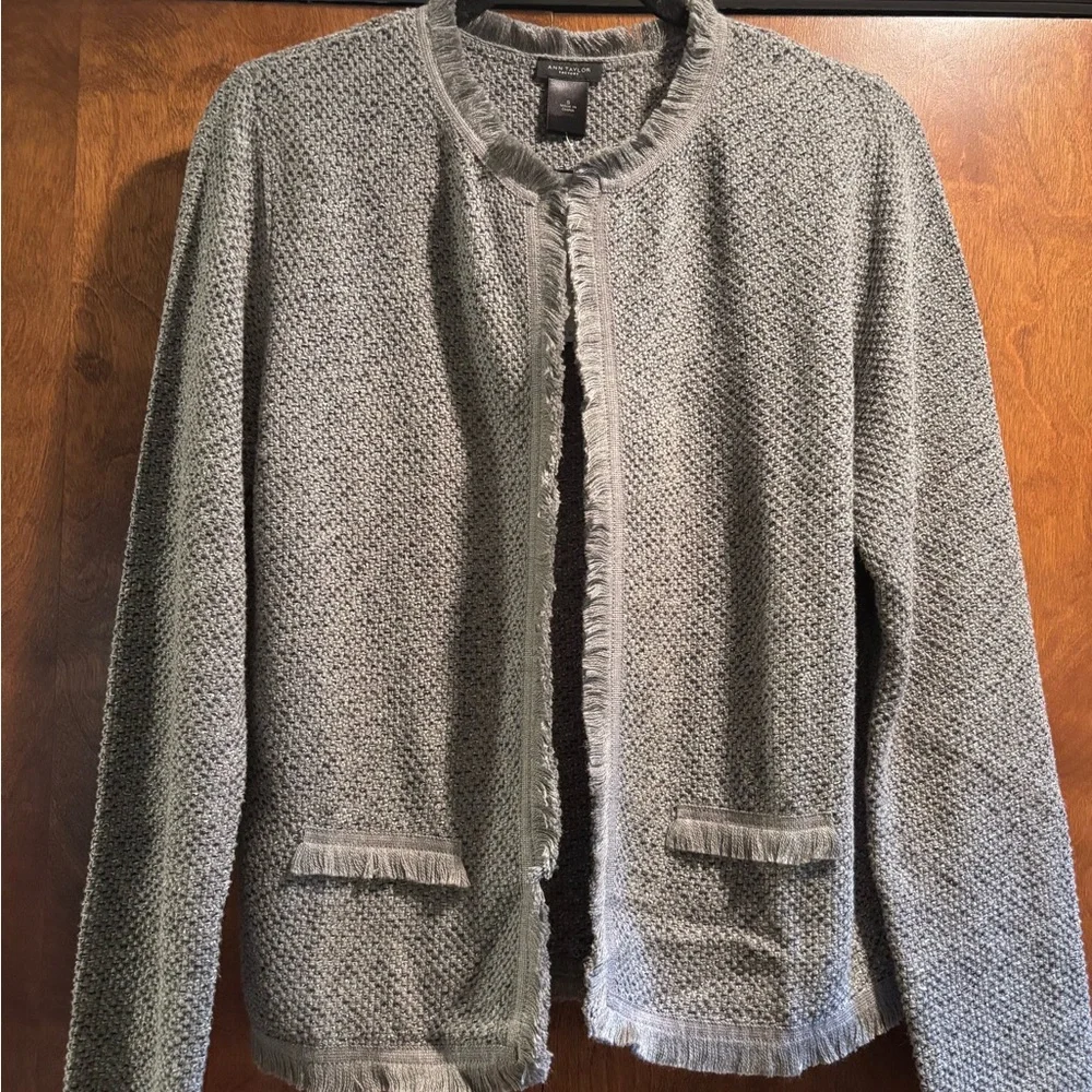 Ann Taylor Factory Grey Knit Cardigan - Picture 1 of 3